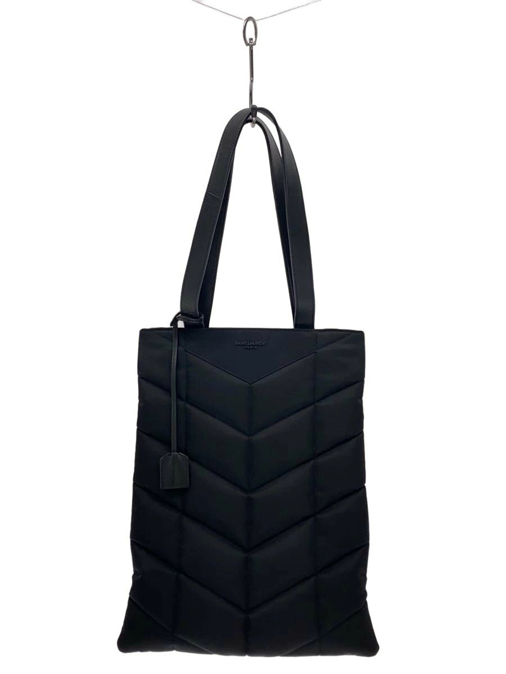 SAINT LAURENT Puffer Tote Bag quilted chevron Black